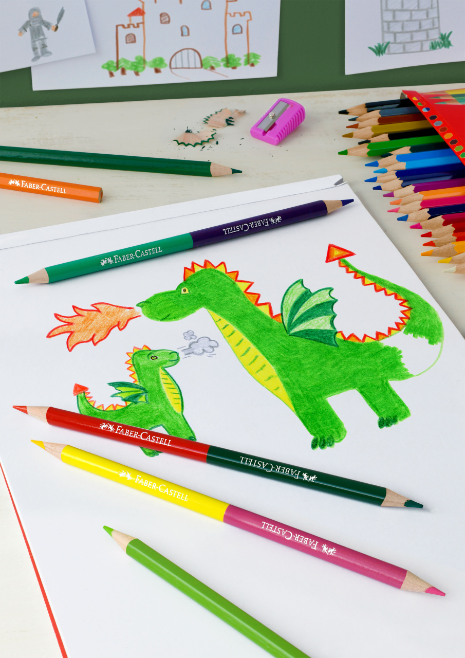 Цветни моливи "Замък" + 6/12 цвята + острилка Faber-Castell